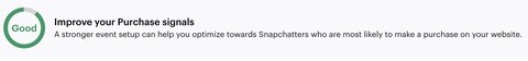 Purchase event quality score in Snapchat